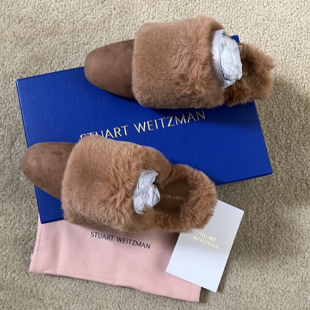 NWB Stuart Weizmann Edie Chill Faux Fur Slippers - Picture 4 of 9